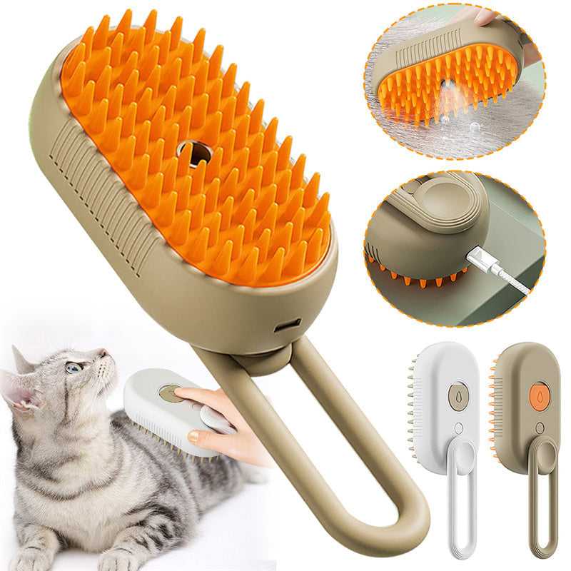 3-in-1 Electric Steam Pet Grooming Brush for Cats & Dogs